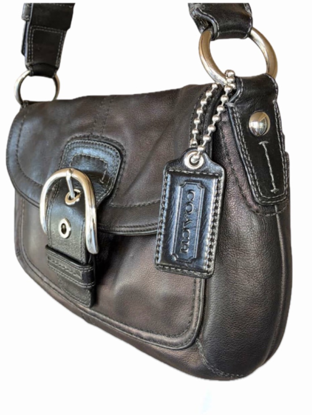 Black Shoulder Bag with Silver Buckle & Hangtag